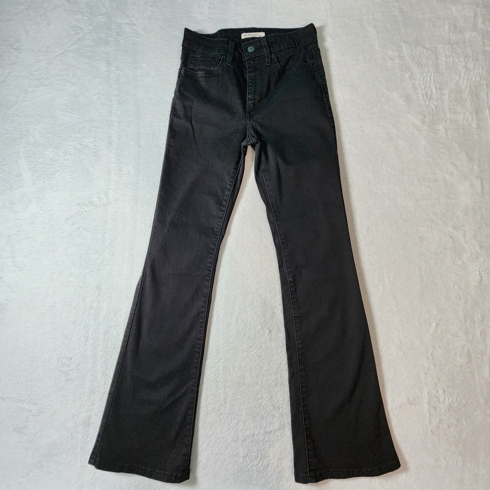 Levi's 725 High Rise Bootcut Jeans Womens 26W 29L Black Denim Stretch Slim Fit